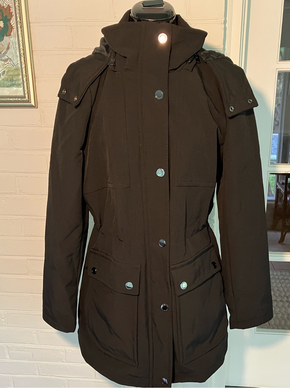 Like New Kenneth Cole New York Black Hooded Parka Raincoat Jacket Women’s Medium